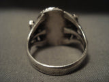Opulent Domed #8 Turquoise Vintage Navajo Native American Jewelry Silver Ring-Nativo Arts