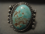 Opulent Domed #8 Turquoise Vintage Navajo Native American Jewelry Silver Ring-Nativo Arts