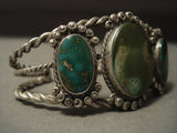 Opulent 'Early Deposit' 1900's Royston Turquoise Native American Jewelry Silver Bracelet Ring Set-Nativo Arts