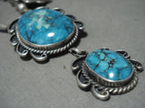 Opulent Extremely Rare Vintage Navajo Blue Thunder Turquoise Native American Jewelry Silver Necklace-Nativo Arts