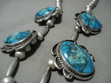 Opulent Extremely Rare Vintage Navajo Blue Thunder Turquoise Native American Jewelry Silver Necklace-Nativo Arts