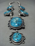 Opulent Extremely Rare Vintage Navajo Blue Thunder Turquoise Native American Jewelry Silver Necklace-Nativo Arts
