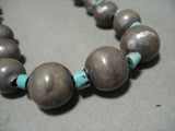 Opulent Hand Cut Royston Turquoise Hiehsi Native American Jewelry Silver Ball Vintage Navajo Necklace-Nativo Arts