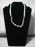 Opulent Hand Cut Royston Turquoise Hiehsi Native American Jewelry Silver Ball Vintage Navajo Necklace-Nativo Arts
