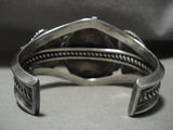 Opulent Heavy Vintage Navajo Old Pilot Mntn Turquoise Native American Jewelry Silver Bracelet-Nativo Arts