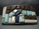 Opulent Heavy Vintage Navajo Turquoise Wood Sterling Native American Jewelry Silver Buckle Old-Nativo Arts