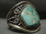 Opulent Huge Vintage Navajo 'Natural Royston' Turquoise Native American Jewelry Silver Swirl Bracelet-Nativo Arts