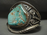 Opulent Huge Vintage Navajo 'Natural Royston' Turquoise Native American Jewelry Silver Swirl Bracelet-Nativo Arts