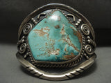 Opulent Huge Vintage Navajo 'Natural Royston' Turquoise Native American Jewelry Silver Swirl Bracelet-Nativo Arts