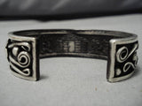 Opulent Inside Silver Work Vintage Native American Navajo Turquoise Sterling Silver Bracelet Old-Nativo Arts