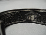 Opulent Inside Silver Work Vintage Native American Navajo Turquoise Sterling Silver Bracelet Old-Nativo Arts
