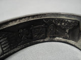 Opulent Inside Silver Work Vintage Native American Navajo Turquoise Sterling Silver Bracelet Old-Nativo Arts