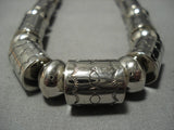 Opulent Jeff Castillo Vintage Native American Navajo Sterling Silver Drum Necklace Old-Nativo Arts