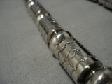 Opulent Jeff Castillo Vintage Native American Navajo Sterling Silver Drum Necklace Old-Nativo Arts