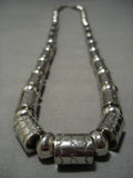 Opulent Jeff Castillo Vintage Native American Navajo Sterling Silver Drum Necklace Old-Nativo Arts