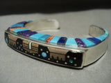 Opulent Modernistic Navajo 'Mignight Space' Turquoise Native American Jewelry Silver Bracelet-Nativo Arts