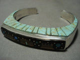 Opulent Modernistic Navajo 'Mignight Space' Turquoise Native American Jewelry Silver Bracelet-Nativo Arts