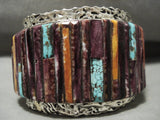 Opulent Navajo 'Charles Loloma Style' Turquoise Shell Native American Jewelry Silver Bracelet- 165 Gram-Nativo Arts