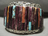 Opulent Navajo 'Charles Loloma Style' Turquoise Shell Native American Jewelry Silver Bracelet- 165 Gram-Nativo Arts