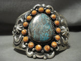 Opulent Navajo Harry Morgan Turquoise Cirulcar Shell Native American Jewelry Silver Repoussed Bracelet-Nativo Arts