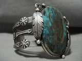 Opulent Navajo Landoll And Huge Turquoise Native American Jewelry Silver Arrow Bracelet-Nativo Arts