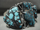 Opulent 'Spiderweb Dream' Vintage Navajo Chunky Turquoise Native American Jewelry Silver Bracelet Old-Nativo Arts