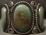 Opulent Very Early Vintage Navajo Natural Green Turquoise Native American Jewelry Silver Bracelet-Nativo Arts