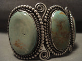 Opulent Very Early Vintage Navajo Natural Green Turquoise Native American Jewelry Silver Bracelet-Nativo Arts