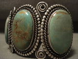 Opulent Very Early Vintage Navajo Natural Green Turquoise Native American Jewelry Silver Bracelet-Nativo Arts