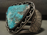 Opulent Very Incredible Vintage Navajo 'Triangle Turquoise' Native American Jewelry Silver Bracelet-Nativo Arts