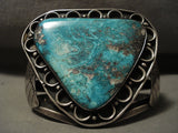 Opulent Very Incredible Vintage Navajo 'Triangle Turquoise' Native American Jewelry Silver Bracelet-Nativo Arts