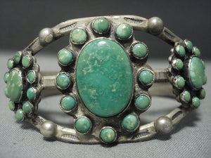 Opulent Vintage 1920's Navajo Ingot/ Coin Native American Jewelry Silver Cerrillos Turquoise Bracelet-Nativo Arts