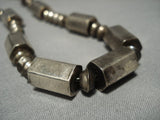 Opulent Vintage ''6 Sided Tubes Of Native American Jewelry Silver'' Vintage Navajo Native American Jewelry Silver Necklace-Nativo Arts