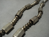 Opulent Vintage ''6 Sided Tubes Of Native American Jewelry Silver'' Vintage Navajo Native American Jewelry Silver Necklace-Nativo Arts