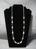 Opulent Vintage ''6 Sided Tubes Of Native American Jewelry Silver'' Vintage Navajo Native American Jewelry Silver Necklace-Nativo Arts