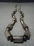 Opulent Vintage ''6 Sided Tubes Of Native American Jewelry Silver'' Vintage Navajo Native American Jewelry Silver Necklace-Nativo Arts