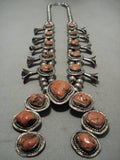 Opulent Vintage Biggest Vintage Navajo Native American Jewelry jewelry 'Natural Coral' Squash Blosom Necklace-Nativo Arts
