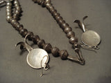 Opulent Vintage Hopi/ Navajo Turquoise Geometric Native American Jewelry Silver Squash Blossom Necklace-Nativo Arts