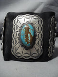 Opulent Vintage Native American Jewelry Navajo #8 Turquoise Sterling Silver Ketoh Bracelet Old-Nativo Arts
