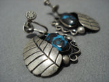 Opulent Vintage Native American Jewelry Navajo Bisbee Turquoise Sterling Silver Earrings Old-Nativo Arts