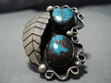 Opulent Vintage Native American Jewelry Navajo Bisbee Turquoise Sterling Silver Ring Old-Nativo Arts