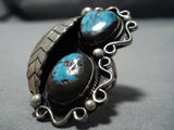 Opulent Vintage Native American Jewelry Navajo Bisbee Turquoise Sterling Silver Ring Old-Nativo Arts