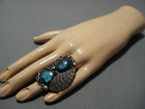 Opulent Vintage Native American Jewelry Navajo Bisbee Turquoise Sterling Silver Ring Old-Nativo Arts