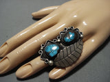 Opulent Vintage Native American Jewelry Navajo Bisbee Turquoise Sterling Silver Ring Old-Nativo Arts