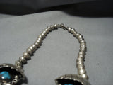 Opulent Vintage Native American Jewelry Navajo Bisbee Turquoise Sterling Silver Squash Blossom Necklace]-Nativo Arts