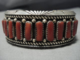 Opulent Vintage Native American Jewelry Navajo Coral Sterling Silver Bracelet Old Cuff-Nativo Arts