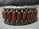 Opulent Vintage Native American Jewelry Navajo Coral Sterling Silver Bracelet Old Cuff-Nativo Arts