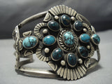 Opulent Vintage Native American Jewelry Navajo Domed Turquoise Sterling Silver Indian Mntn Bracelet-Nativo Arts