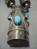 Opulent Vintage Native American Jewelry Navajo Drum Sterling Silver Turquoise Necklace Old-Nativo Arts