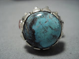 Opulent Vintage Native American Jewelry Navajo Last Chance Turquoise Sterling Silver Ring Old-Nativo Arts